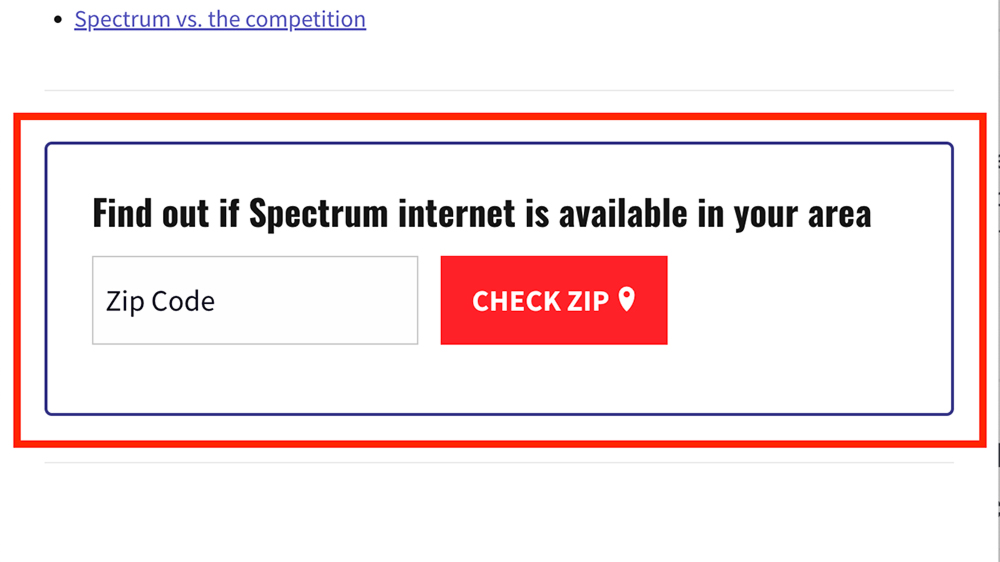 A zip check box on a CableTV.com page.