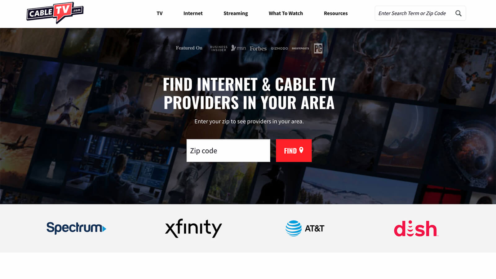 The CableTV.com homepage