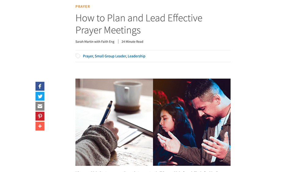 Cru.org page - How to Plan and Lead Effective Prayer Meetings