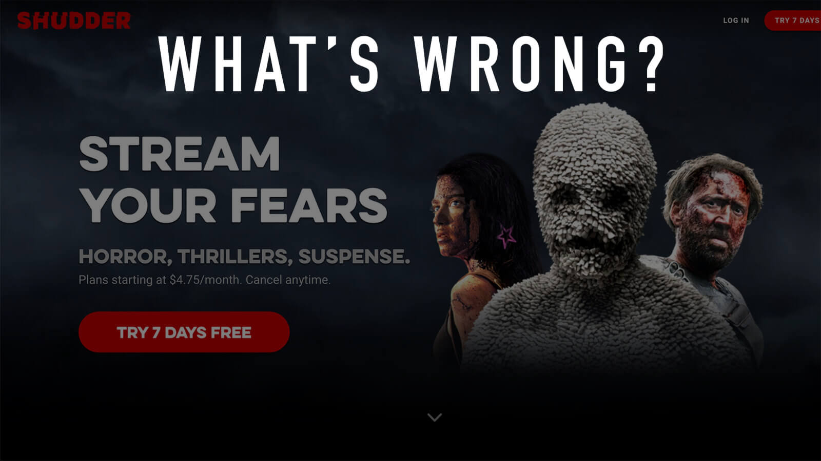 Shudder homepage