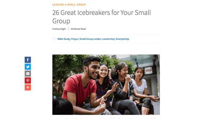 Cru.org page - Small Group Icebreakers