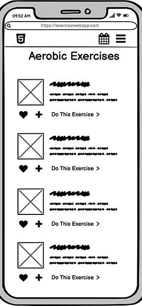 Aerobic Exercises wireframe