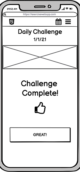 Daily Challenge Complete wireframe