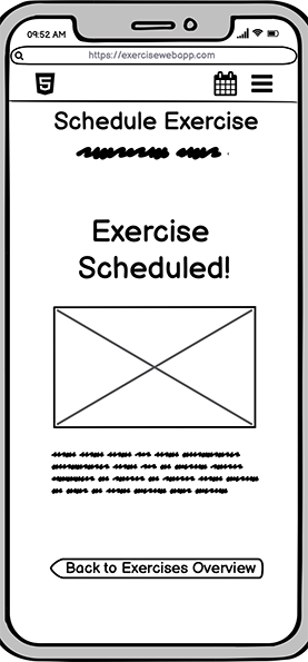 Exercise Scheduled wireframe