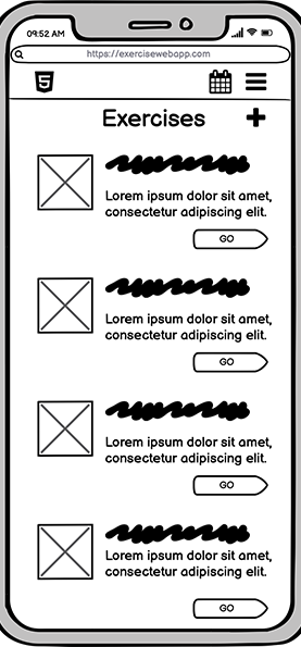 Exercises wireframe