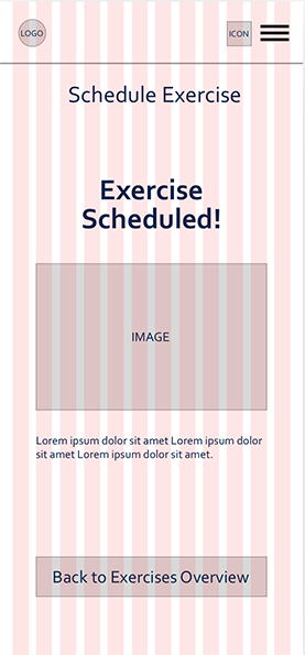 Exercise Scheduled wireframe