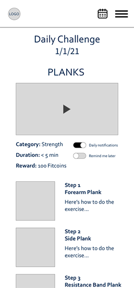 Daily Challenge wireframe