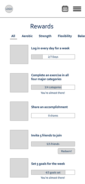 Rewards wireframe