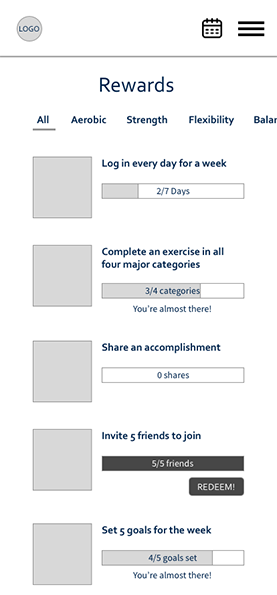 Rewards wireframe