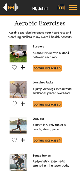 Aerobic Exercises wireframe