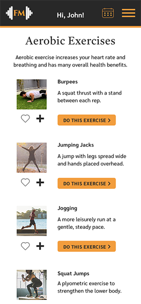 Aerobic Exercises wireframe