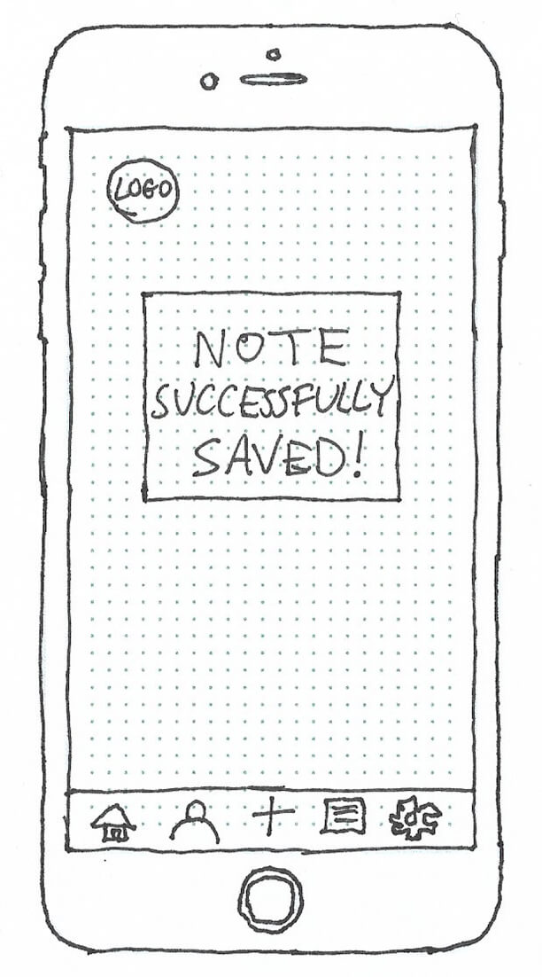 Note saved wireframe