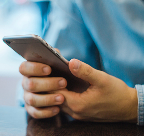 Person holding smartphone